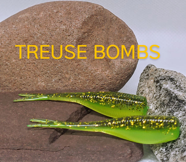 2" STINGER TUNA TAIL SHAD - Treuse Bombs - 076