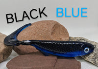 5.4" Waddle Curl Tail Grub - Black Blue with Hook Slot