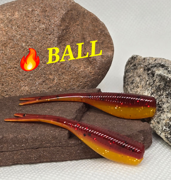 2" STINGER TUNA TAIL SHAD - FIRE BALL - 157