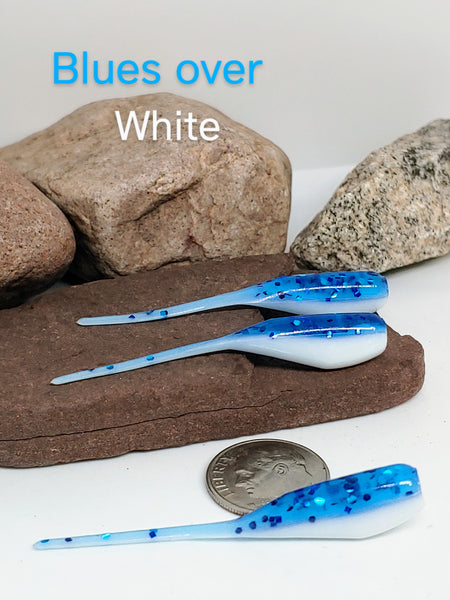 Tickle Tail Shad 2" - Blues Over White 014